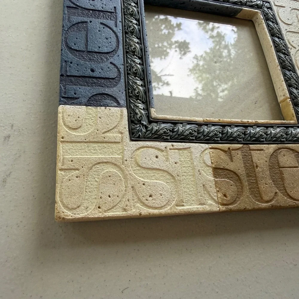 DEMDACO Bill Stross Sisters Blue Tan Stone Resin Picture 4x4